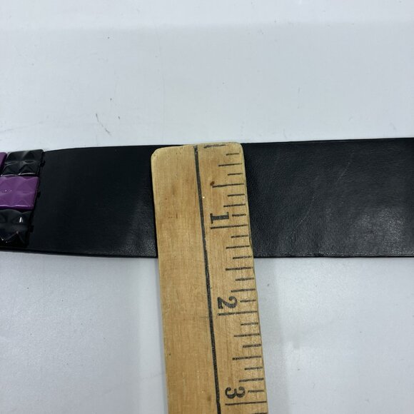 Y2K Studded Belt Checkered Checkerboard Purple Black Leather Emo Goth - Picture 7 of 7